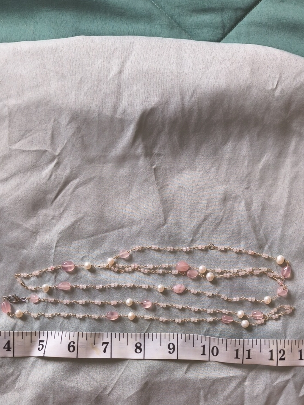 Delicate Pink Pearl & Bead Station Necklace